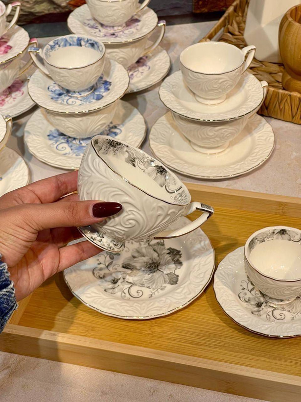 ست چایخوری و قهوه خوری گل برجسته برند شاهین