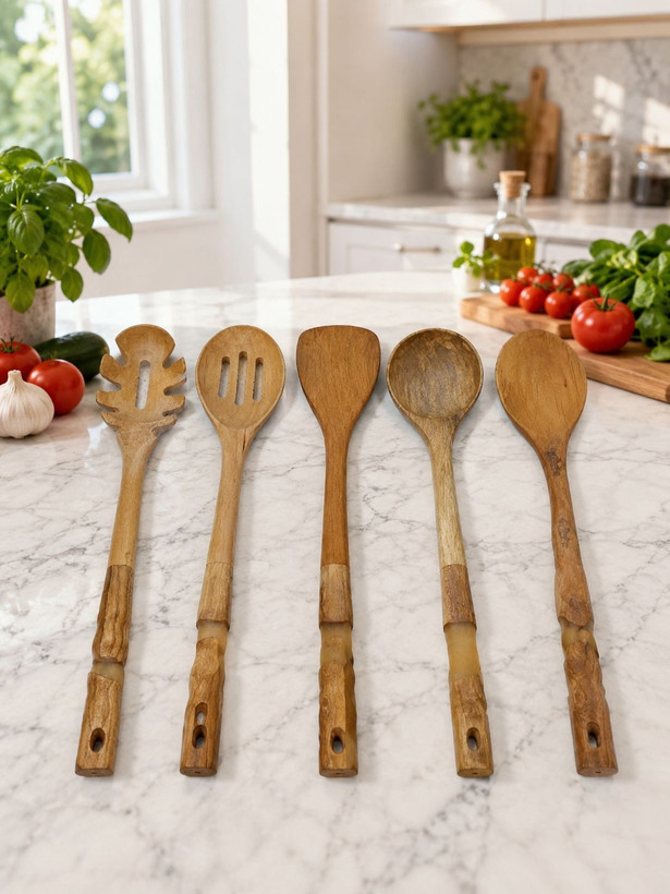 ست 5پارچه کفگیر ملاقه چوبی