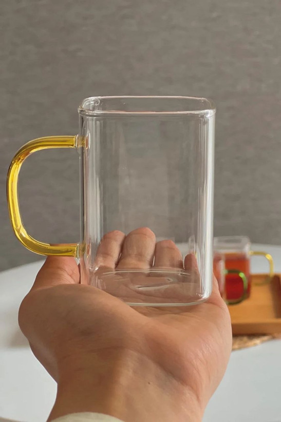لیوان مربع دسته رنگی