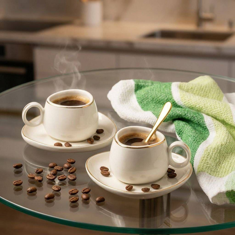 ست دو نفره قهوه خوری دسته حلقه ای کاراجا